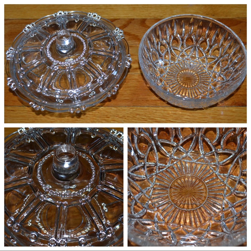 Set of two glass candy dishes